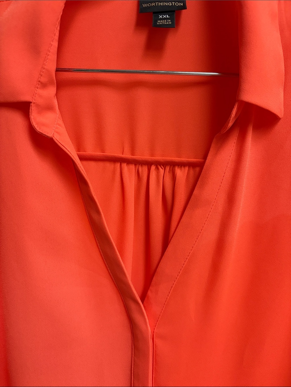 Worthington Coral-Red Button Down Blouse - Picture 2 of 7